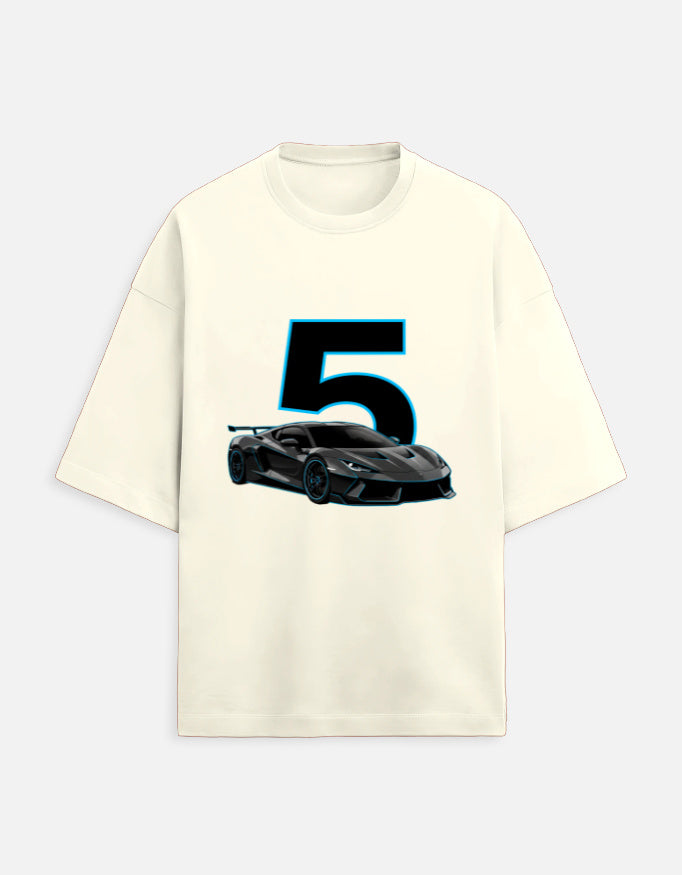 Street Racer 5 Oversized Terry Sweatshirt sweatshirt oversized fit cotton fabric heavyweight fabric graphic print detail view by HAViT Apparel