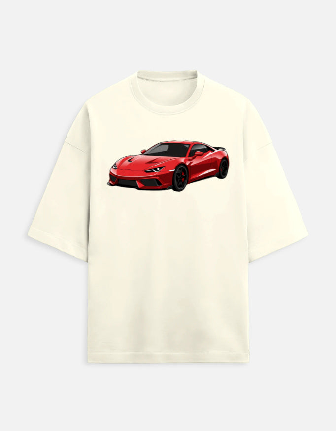 Scarlet Velocity Oversized Terry Tshirt oversized fit cotton fabric heavyweight fabric graphic print printed design detail view by HAViT Apparel