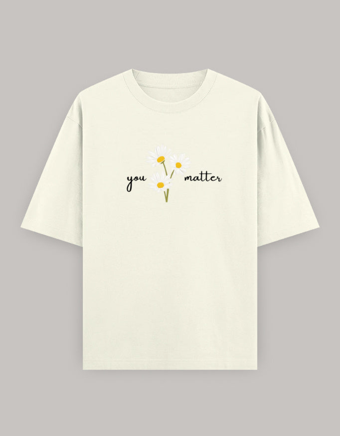 Self Love Bloom Oversized Tee t-shirt oversized fit cotton fabric heavyweight fabric printed design detail view by HAViT Apparel