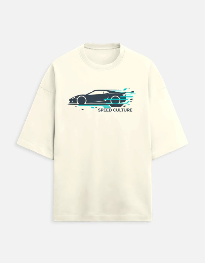 Speed Culture Oversized Terry Tshirt oversized fit cotton fabric heavyweight fabric graphic print printed design detail view by HAViT Apparel