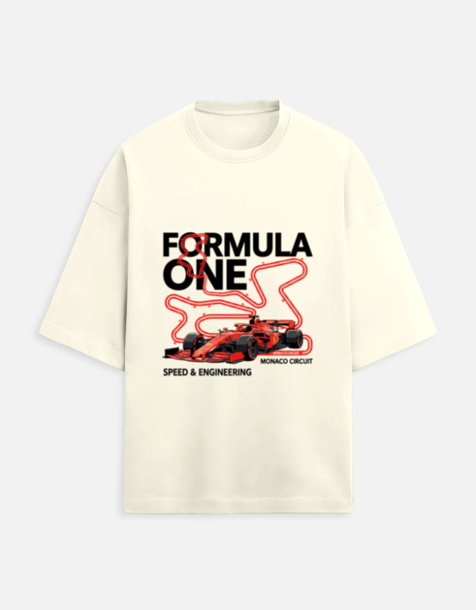 Monaco Night Sprint Oversized Terry Tshirt oversized fit regular fit cotton fabric heavyweight fabric graphic print printed design detail view by HAViT Apparel