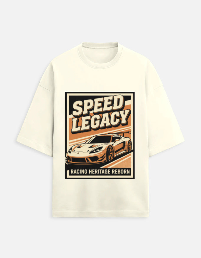 Speed Legacy Oversized Terry Tshirt oversized fit cotton fabric heavyweight fabric graphic print printed design detail view by HAViT Apparel