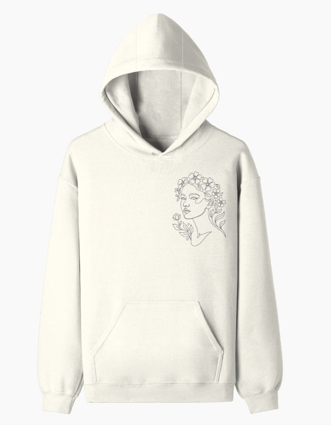 Blooming Thoughts Pullover Hoodie hoodie regular fit cotton fabric heavyweight fabric detail view by HAViT Apparel