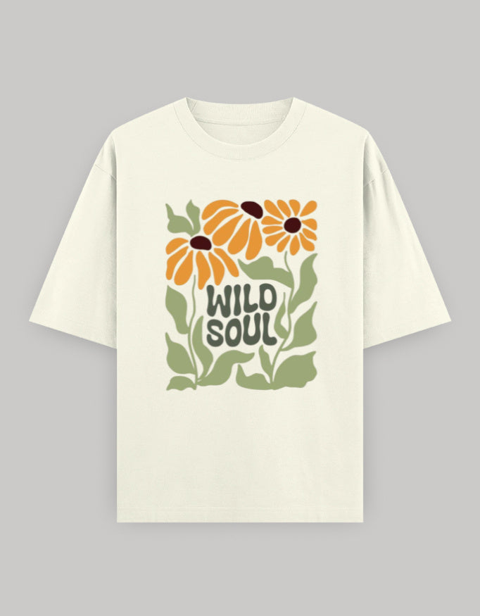 Untamed Soul Oversized Cotton T-Shirt t-shirt oversized fit cotton fabric heavyweight fabric printed design detail view by HAViT Apparel