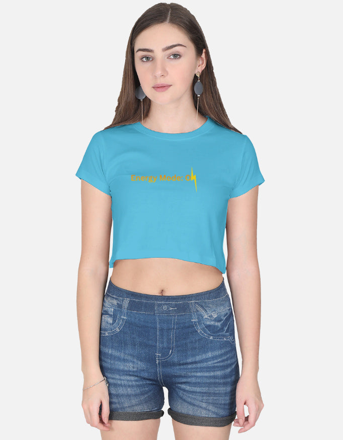 Energy Mode On Crop Tee cotton fabric heavyweight fabric detail view by HAViT Apparel