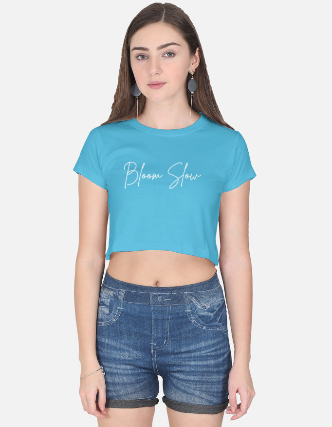 Bloom Slow Crop Top cotton fabric heavyweight fabric detail view by HAViT Apparel