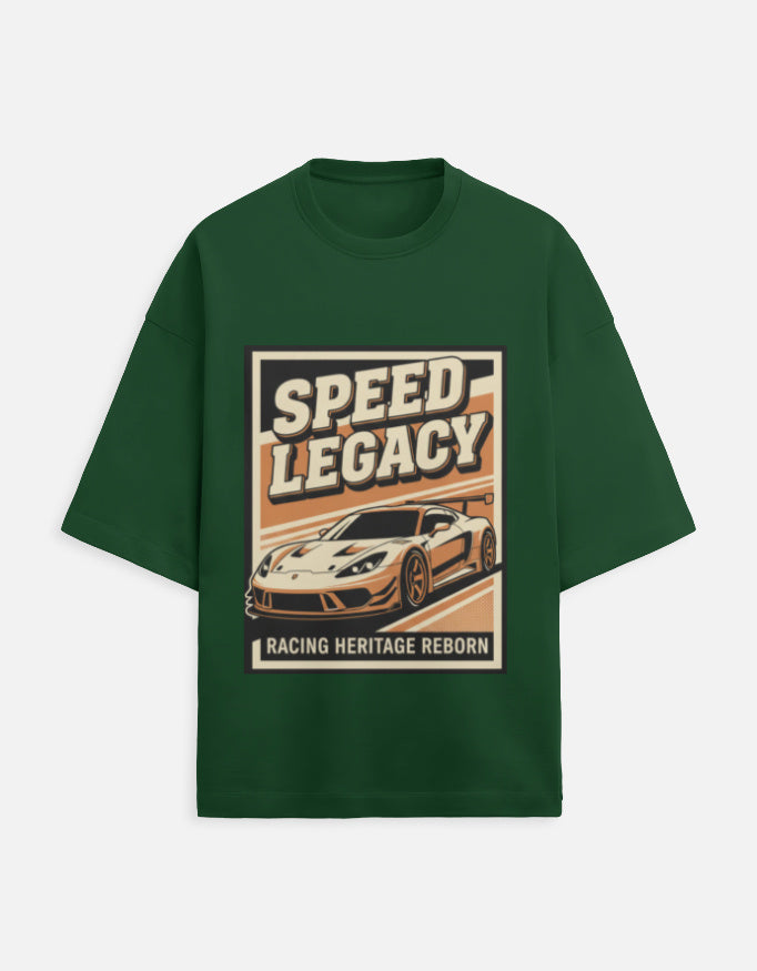Speed Legacy Oversized Terry Tshirt oversized fit cotton fabric heavyweight fabric graphic print printed design detail view by HAViT Apparel