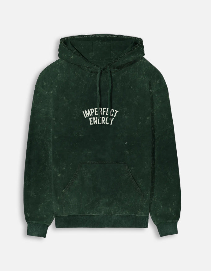 Imperfect Energy- Acid Washed Hoodie hoodie oversized fit acid washed cotton fabric heavyweight fabric printed design detail view by HAViT Apparel