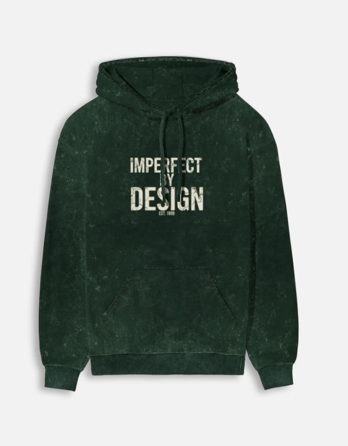 Imperfect By Design Acid Washed Hoodie oversized fit acid washed cotton fabric heavyweight fabric detail view by HAViT Apparel