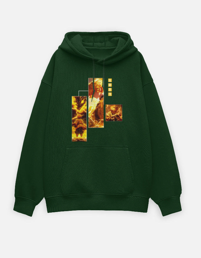 Anime Oversized Hoodie hoodie oversized fit cotton fabric heavyweight fabric printed design anime inspired design detail view by HAViT Apparel