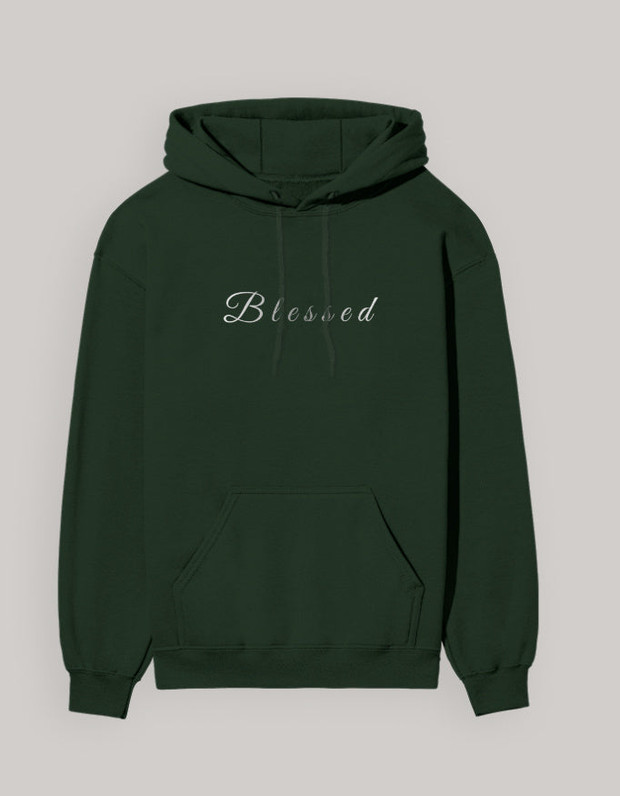 Blessed Hoodie – Minimal Lifestyle Edition hoodie regular fit cotton fabric heavyweight fabric printed design detail view by HAViT Apparel