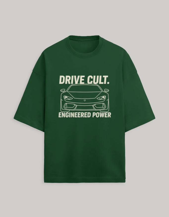 Drive Cult – Engineered Power Oversized Terry Tshirt oversized fit cotton fabric heavyweight fabric graphic print printed design detail view by HAViT Apparel