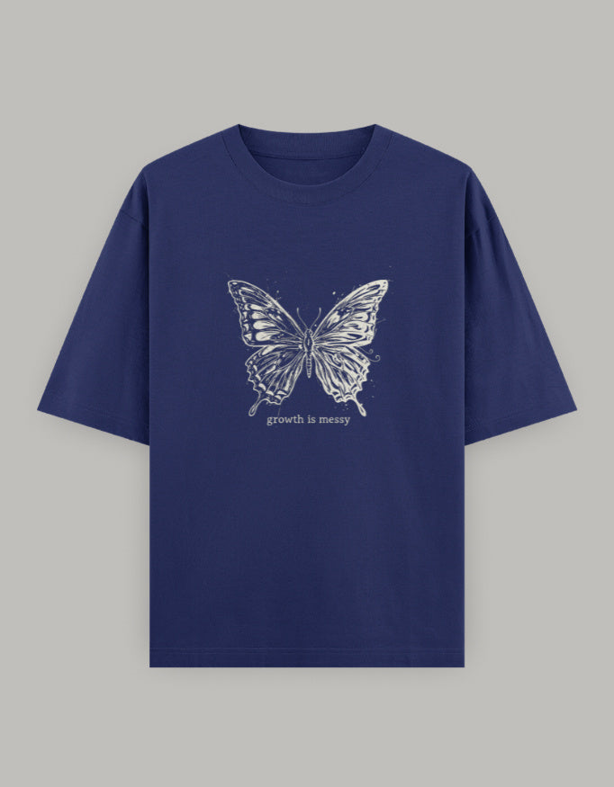 Transformation Statement Oversized Tee t-shirt oversized fit cotton fabric heavyweight fabric graphic print printed design detail view by HAViT Apparel