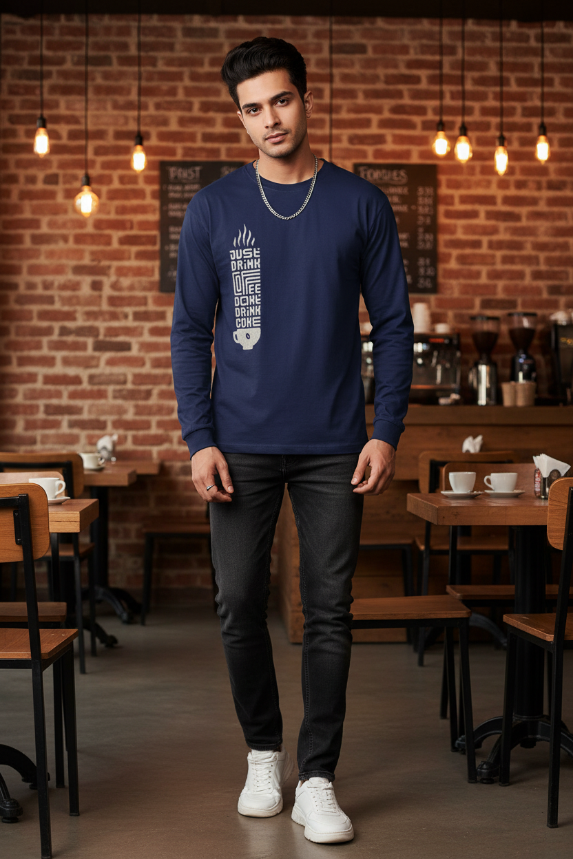 Just Drink Coffee Graphic Full Sleeve T-Shirt