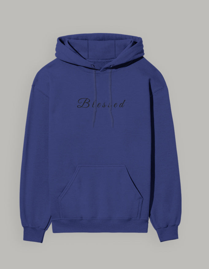Blessed Hoodie – Minimal Lifestyle Edition hoodie regular fit cotton fabric heavyweight fabric printed design detail view by HAViT Apparel