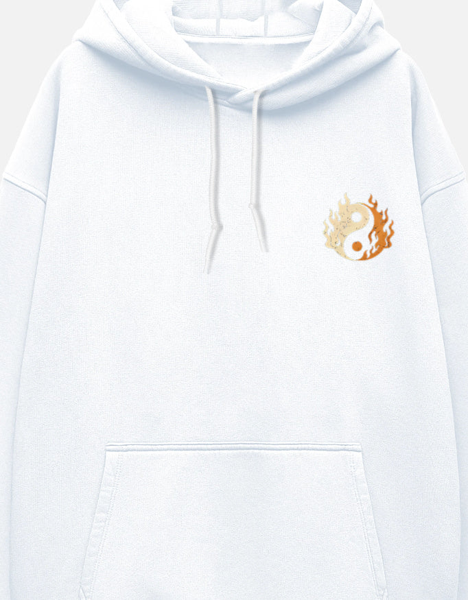 Fire & Flow Oversized Street Hoodie sweatshirt oversized fit cotton fabric heavyweight fabric detail view by HAViT Apparel