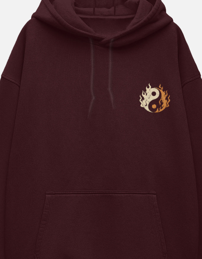 Fire & Flow Oversized Street Hoodie sweatshirt oversized fit cotton fabric heavyweight fabric detail view by HAViT Apparel