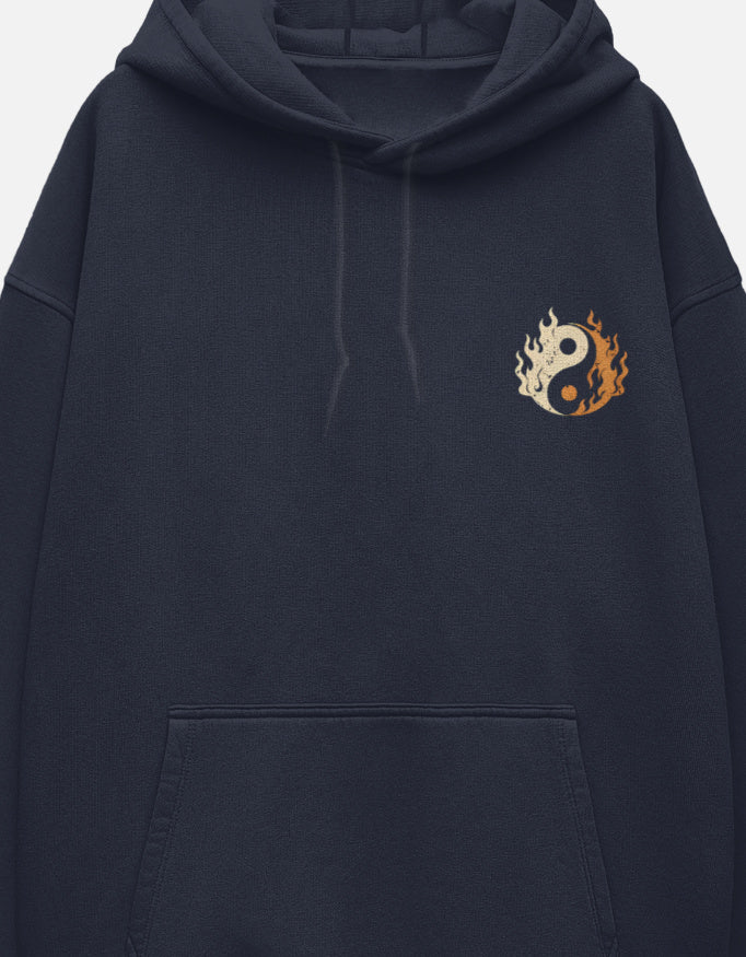 Fire & Flow Oversized Street Hoodie sweatshirt oversized fit cotton fabric heavyweight fabric detail view by HAViT Apparel