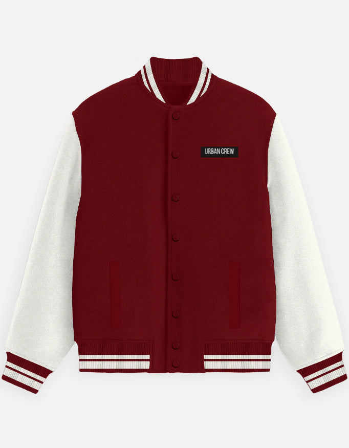 Urban Crew Streetwear Varsity Jacket jacket cotton fabric heavyweight fabric detail view by HAViT Apparel