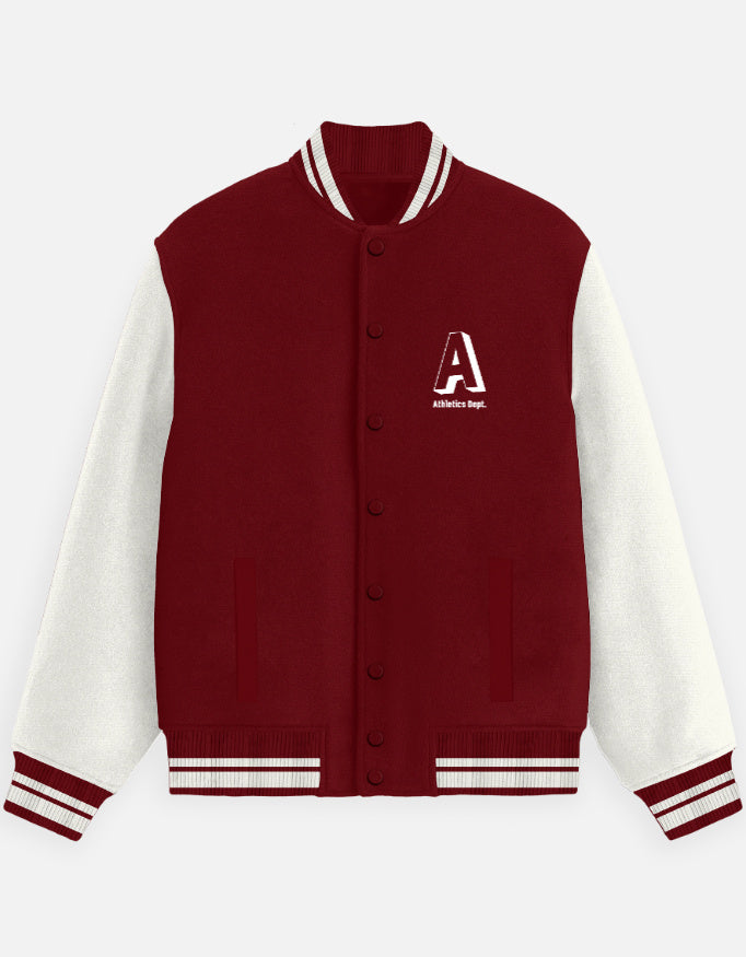 Vintage Athletic Varsity Jacket jacket cotton fabric heavyweight fabric printed design detail view by HAViT Apparel