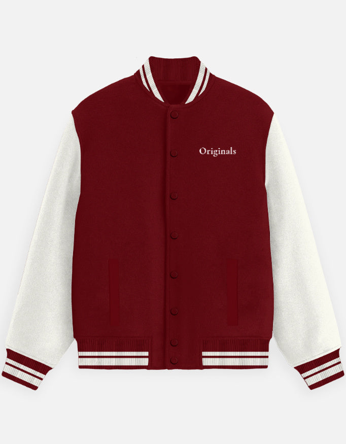 Minimal Luxury Varsity Jacket – Originals Edition jacket cotton fabric heavyweight fabric detail view by HAViT Apparel