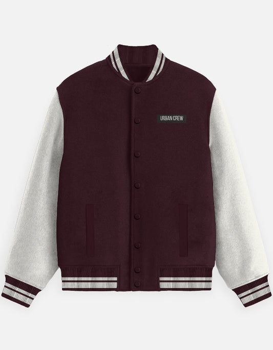 Urban Crew Streetwear Varsity Jacket jacket cotton fabric heavyweight fabric detail view by HAViT Apparel