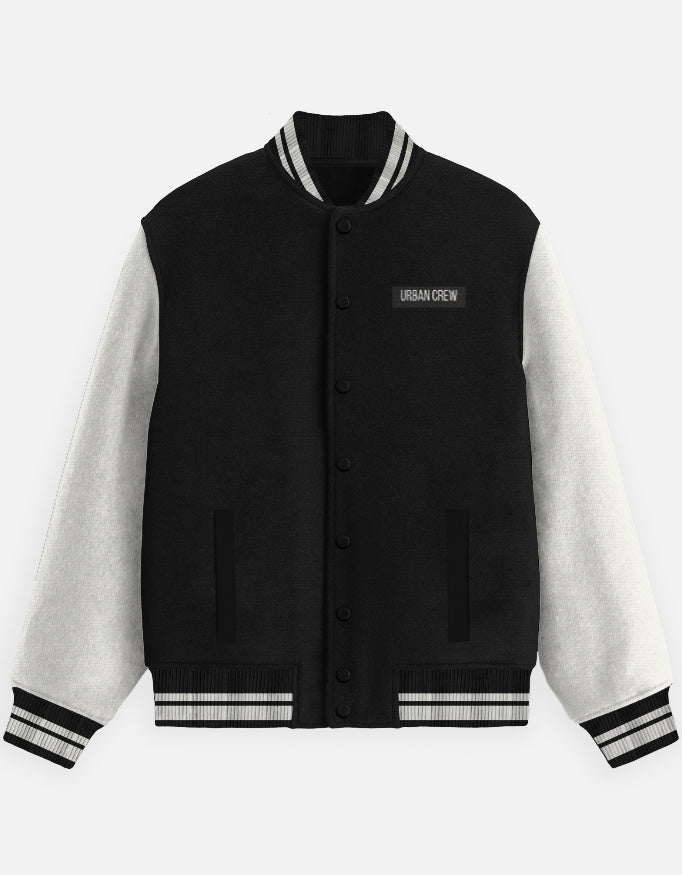Urban Crew Streetwear Varsity Jacket jacket cotton fabric heavyweight fabric detail view by HAViT Apparel