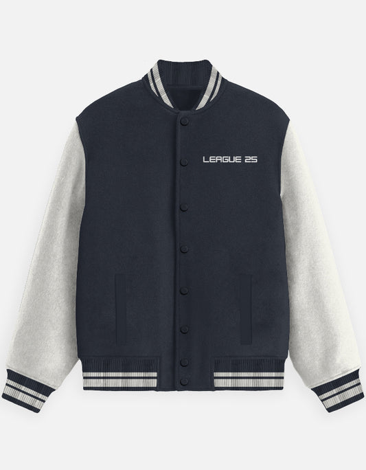 League 25 Number Varsity Jacket jacket oversized fit cotton fabric heavyweight fabric detail view by HAViT Apparel