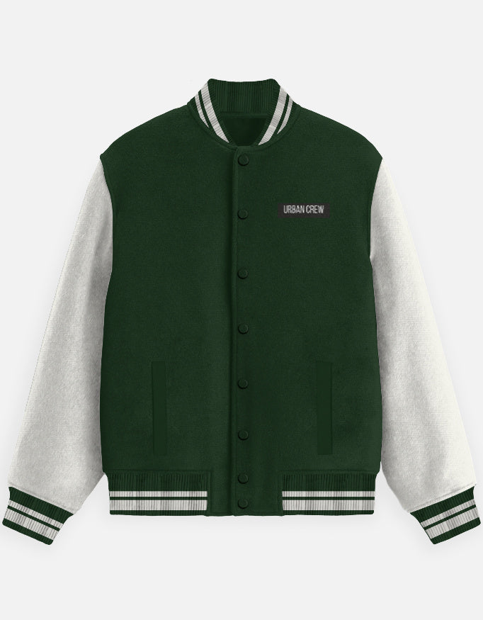 Urban Crew Streetwear Varsity Jacket jacket cotton fabric heavyweight fabric detail view by HAViT Apparel
