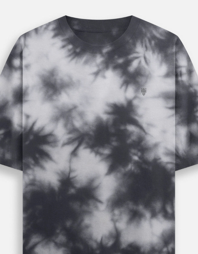 Black White-Tie Dye Oversized T-Shirt t-shirt oversized fit cotton fabric heavyweight fabric detail view by HAViT Apparel