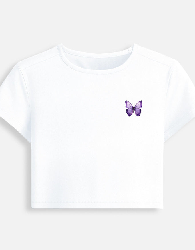 Butterfly Core Baby Tee cotton fabric heavyweight fabric detail view by HAViT Apparel