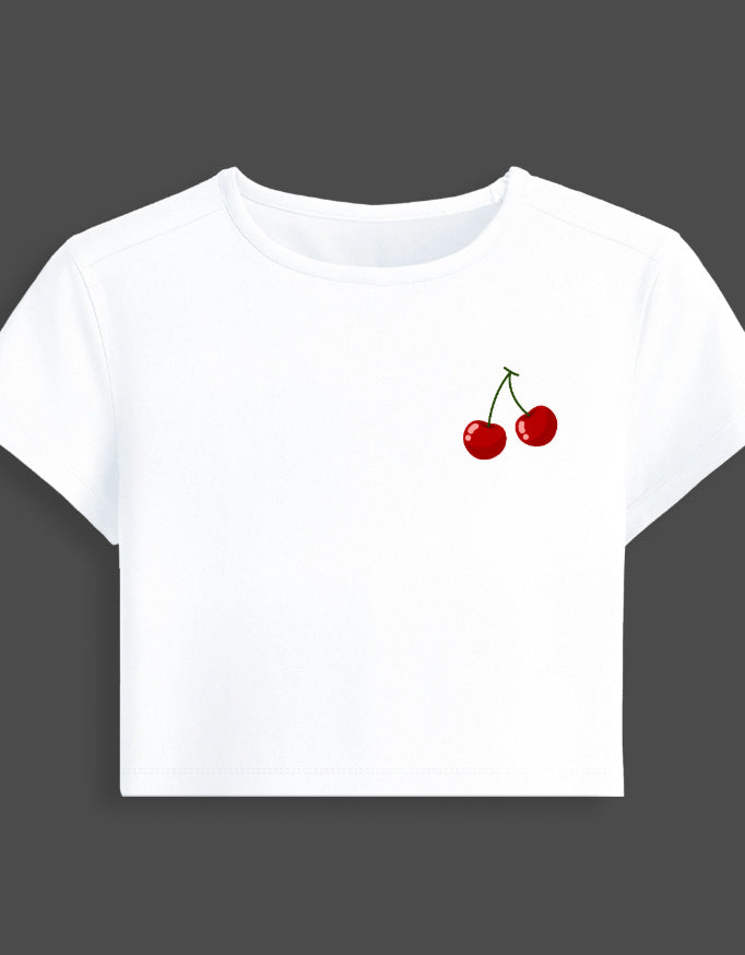 Cherry Baby Tee – Cute Street Style cotton fabric heavyweight fabric detail view by HAViT Apparel