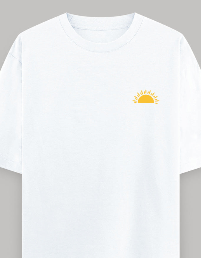 Rising Sun Pocket Embroidered Oversized Tee t-shirt oversized fit cotton fabric heavyweight fabric embroidered design detail view by HAViT Apparel