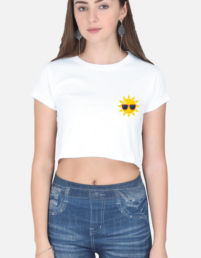 Sunny Smiley Crop Top cotton fabric heavyweight fabric detail view by HAViT Apparel