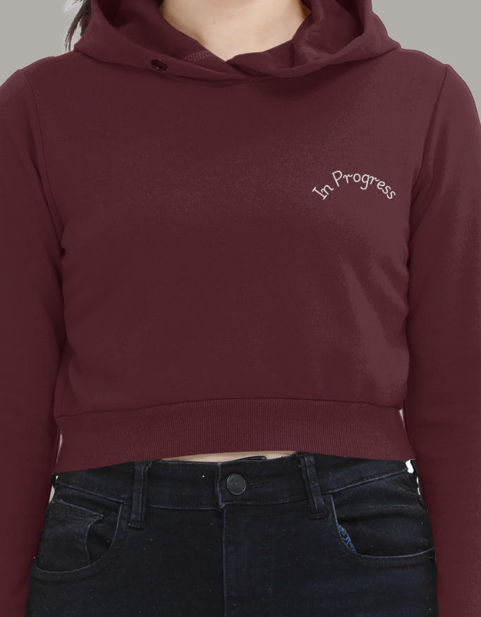 Left Pocket Curve Print Crop Hoodie – In Progress Edition hoodie cotton fabric heavyweight fabric printed design detail view by HAViT Apparel