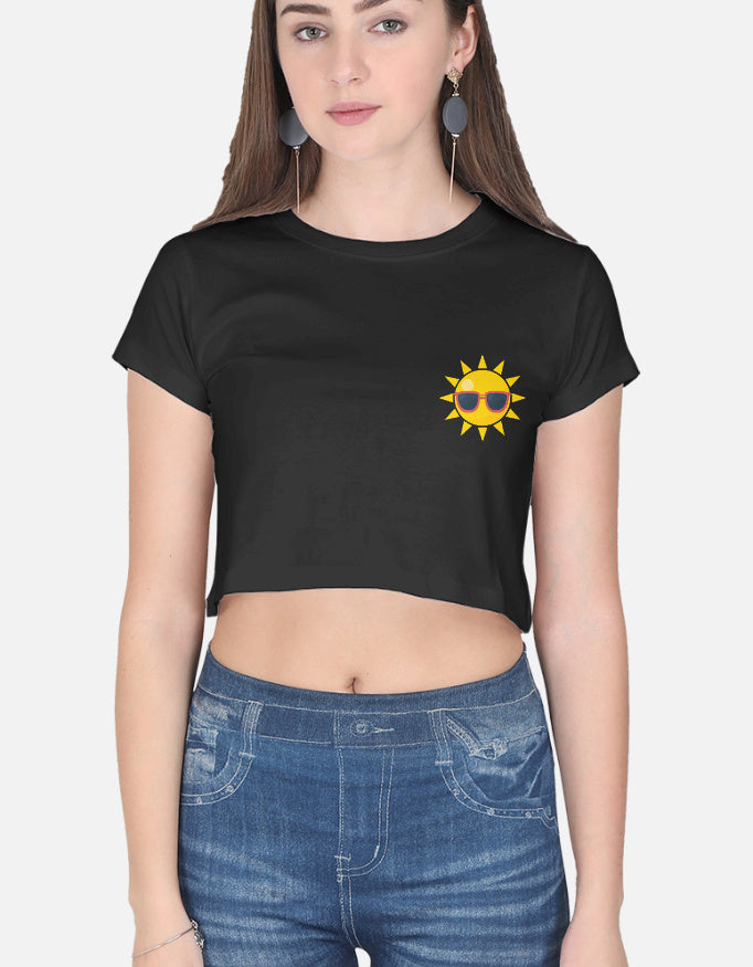 Sunny Smiley Crop Top cotton fabric heavyweight fabric detail view by HAViT Apparel