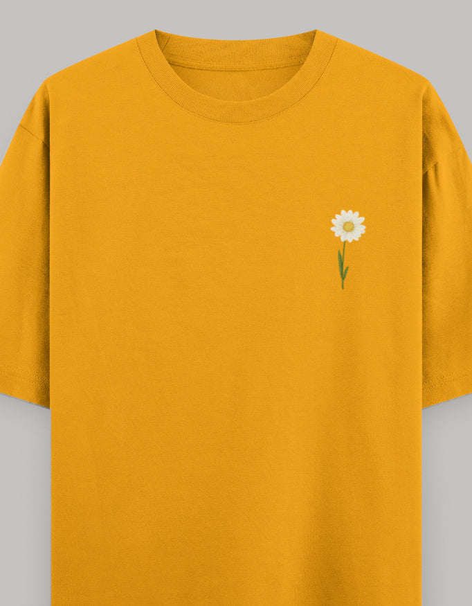 Never Quit Floral Statement Oversized Tee t-shirt oversized fit cotton fabric heavyweight fabric printed design detail view by HAViT Apparel