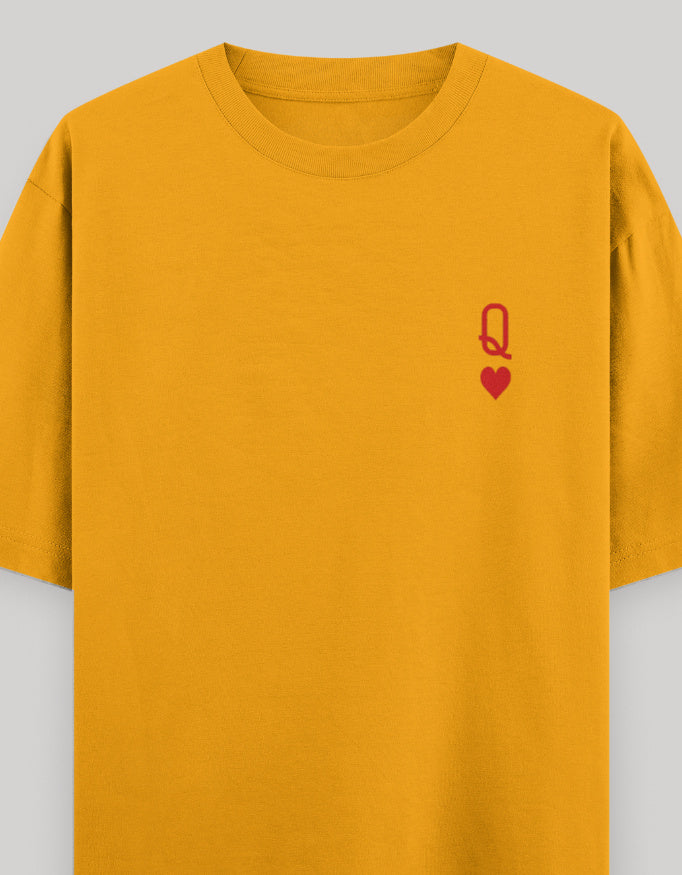 Queen of Hearts Pocket Embroidered Tee t-shirt oversized fit cotton fabric heavyweight fabric embroidered design detail view by HAViT Apparel