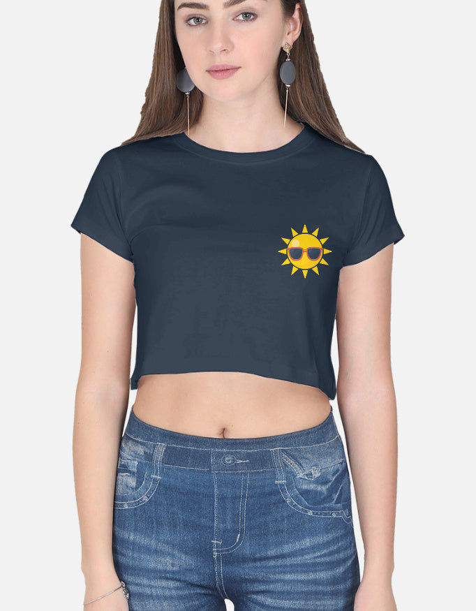 Sunny Smiley Crop Top cotton fabric heavyweight fabric detail view by HAViT Apparel