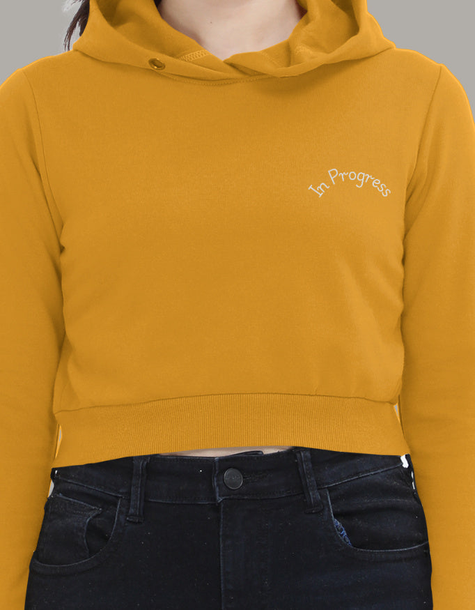Left Pocket Curve Print Crop Hoodie – In Progress Edition hoodie cotton fabric heavyweight fabric printed design detail view by HAViT Apparel