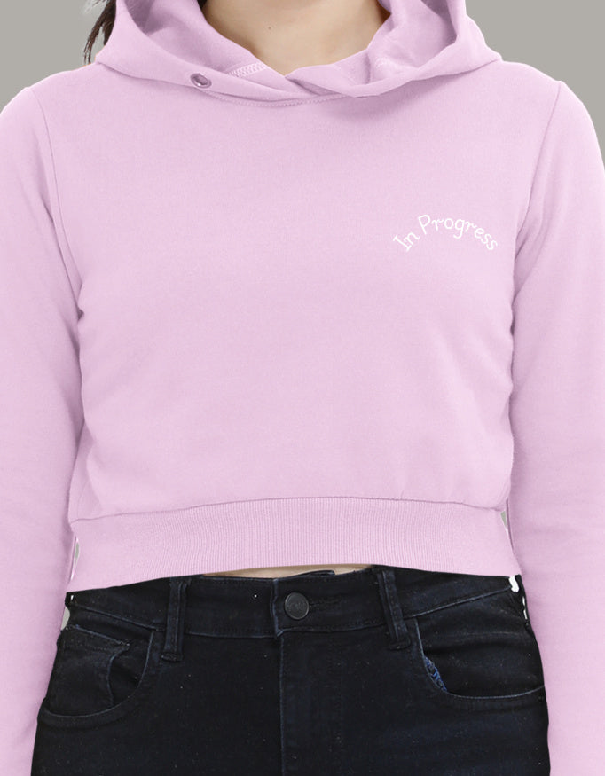 Left Pocket Curve Print Crop Hoodie – In Progress Edition hoodie cotton fabric heavyweight fabric printed design detail view by HAViT Apparel