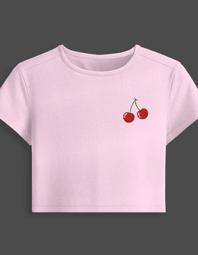 Cherry Baby Tee – Cute Street Style cotton fabric heavyweight fabric detail view by HAViT Apparel