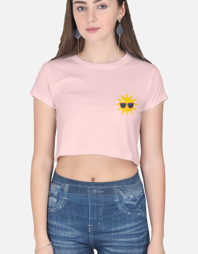 Sunny Smiley Crop Top cotton fabric heavyweight fabric detail view by HAViT Apparel
