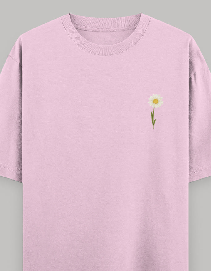 Never Quit Floral Statement Oversized Tee t-shirt oversized fit cotton fabric heavyweight fabric printed design detail view by HAViT Apparel