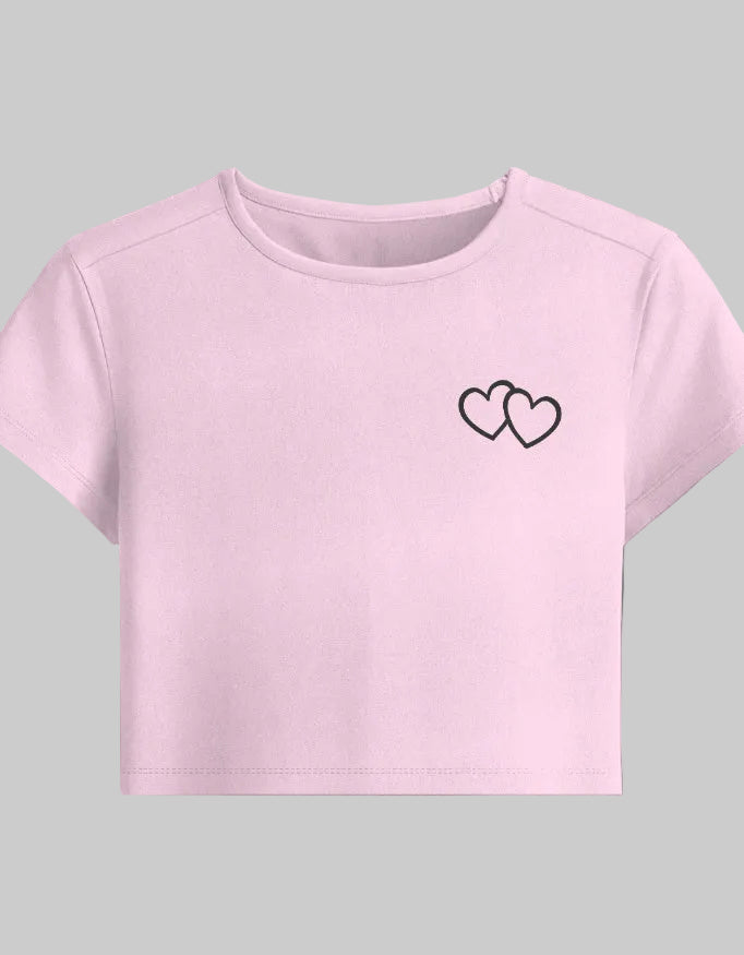 Heart Outline Baby Tee cotton fabric heavyweight fabric detail view by HAViT Apparel