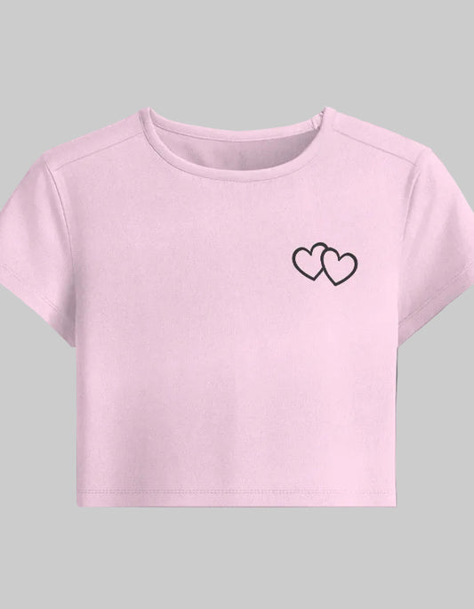 Heart Outline Baby Tee cotton fabric heavyweight fabric detail view by HAViT Apparel
