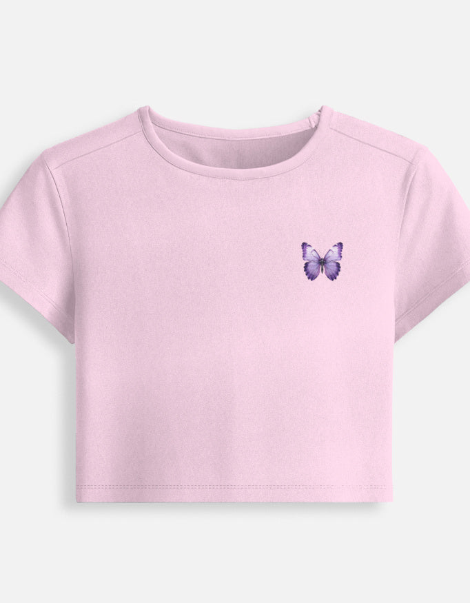 Butterfly Core Baby Tee cotton fabric heavyweight fabric detail view by HAViT Apparel