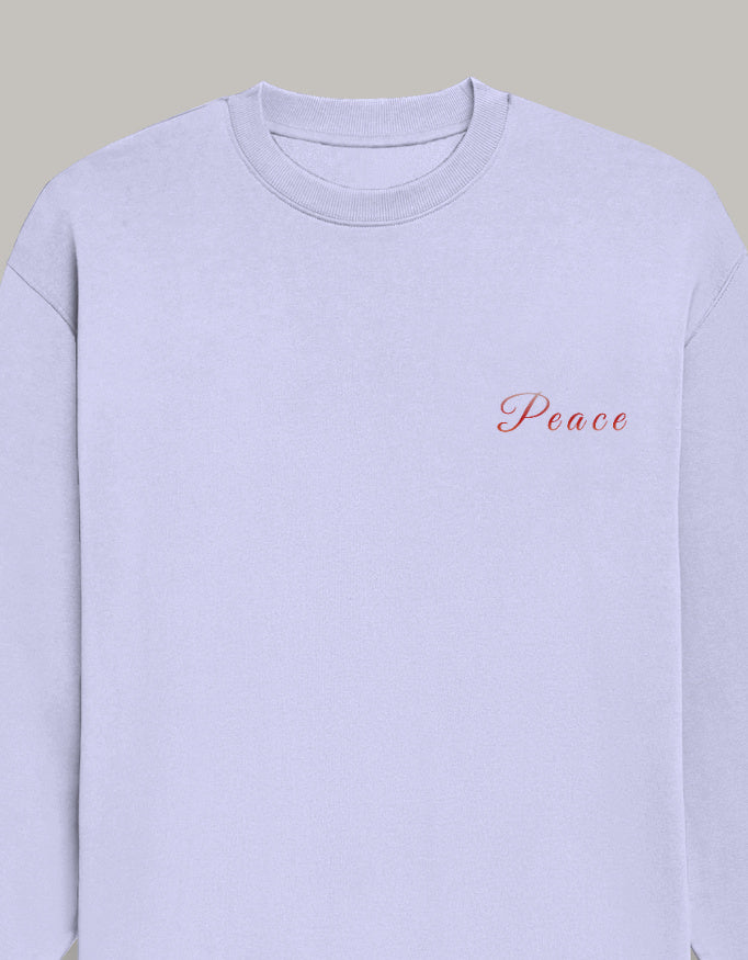 Minimal Peace Oversized Sweatshirt sweatshirt oversized fit cotton fabric heavyweight fabric printed design detail view by HAViT Apparel