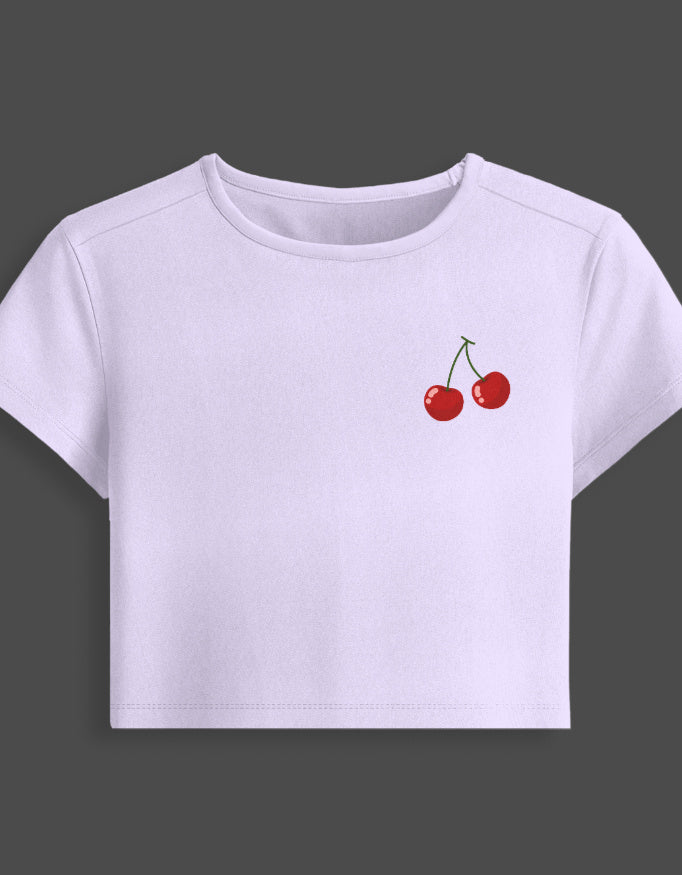 Cherry Baby Tee – Cute Street Style cotton fabric heavyweight fabric detail view by HAViT Apparel
