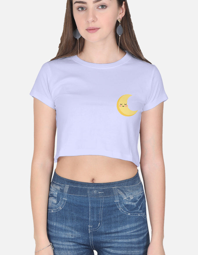Moon Smiley Crop Top cotton fabric heavyweight fabric detail view by HAViT Apparel